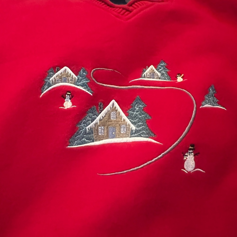 Classic Elements, Christmas Sweatshirt, Small, Red with Snowman Scene - Picture 7 of 7